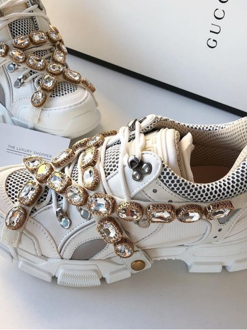 Gucci Wmns Flashtrek 'Crystals - White